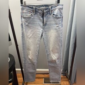 American Eagle Outfitters Men's Faded Blue Slim Jeans